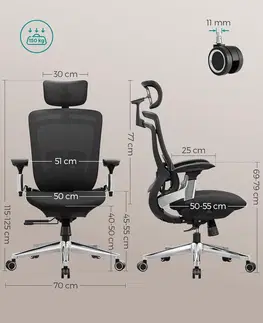 Kancelářské židle SONGMICS Kancelářská židle Ovus černá