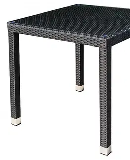 Zahradní stolky DEOKORK Zahradní ratanový stůl NAPOLI 80x80 cm (černá)