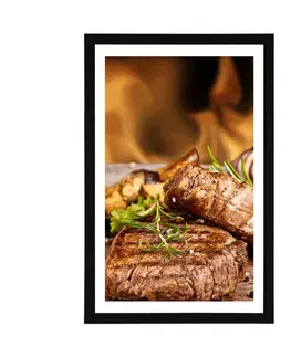 S kuchyňským motivem Plakát s paspartou grilovaný hovězí steak