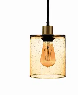 Závěsná světla Solbika Lighting Závěsná lampa Soda se žlutým skleněným stínidlem Ø 15 cm