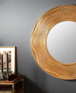 Luxusní a designová zrcadla Estila Art-deco designové kulaté nástěnné zrcadlo Reondel v rámu zlaté barvy 100cm