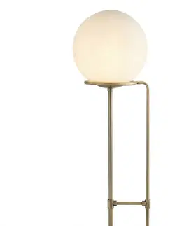 Stojací lampy Searchlight Stojací lampa Sphere v mosazi se skleněnou koulí