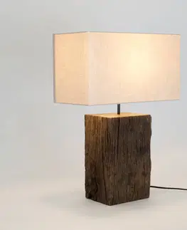 Stolní lampy Holländer Stolní lampa Montecristo, barva dřeva/béžová, výška 59 cm, dřevo