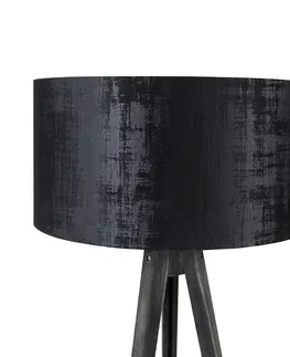 Stojaci lampy Stojací lampa stativ černý se stínidlem černý 50 cm - Tripod Classic