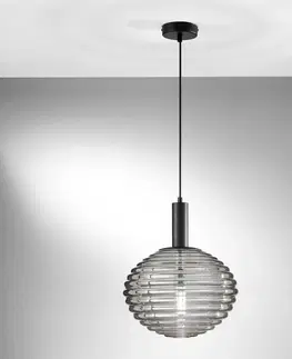 Závěsná světla Eco-Light Závěsné svítidlo Ripple, černá/kouřově šedá, Ø 32 cm