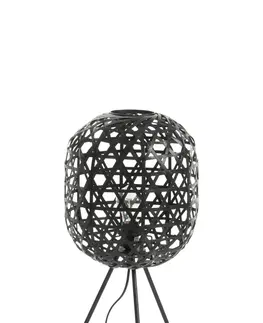Lampy Vyplétaná černá stojací lampa Bambo z bambusových listů - Ø 29*59,5 cm J-Line by Jolipa 82162