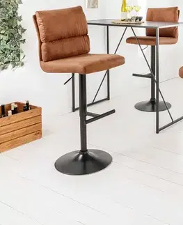 Barové židle LuxD Designová barová otočná židle Frank antik hnědá