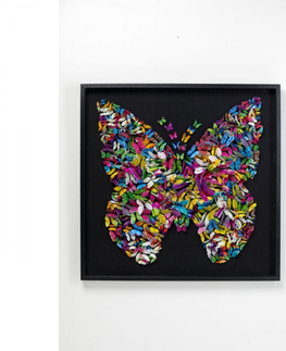 Dekorace na zeď zvířata KARE Design Obraz plastika Sbírka motýlů 120x120cm