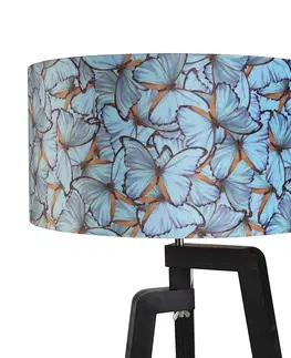Stojaci lampy Stojací lampa stativ černá s odstínem motýl design 50 cm - Puros