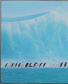 Zarámované obrazy KARE Design Zarámovaný obraz Walking Penguins 140x140cm