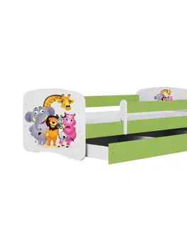 Dětské postýlky Kocot kids Dětská postel Babydreams ZOO zelená, varianta 70x140, bez šuplíků, s matrací