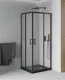 Sifony k pračkám MEXEN/S Rio sprchový kout 70x70 cm, dekor, černá + vanička se sifonem 860-070-070-70-30-4070B