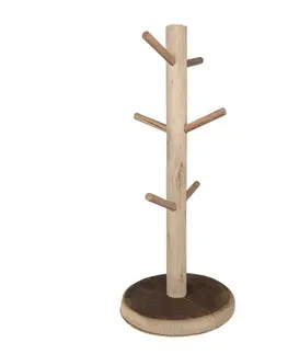 Podnosy a tácy Přírodní dřevěný stojan na hrnky / šperky - Ø 25*60 cm Clayre & Eef 5H0685