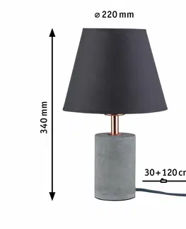Lampy na noční stolek Paulmann stolní lampa Neordic Tem 1-ramenné látkový širm bílá/měď/beton 796.22 P 79622