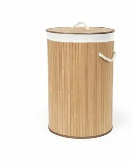Koše na prádlo Compactor Bambusový koš na prádlo s víkem Compactor Bamboo - kulatý, přírodní, 40 x 60 cm