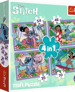 Hračky puzzle TREFL - Puzzle Lilo&Stitch: Bláznivý den 4v1 (35,48,54,70 dílků)