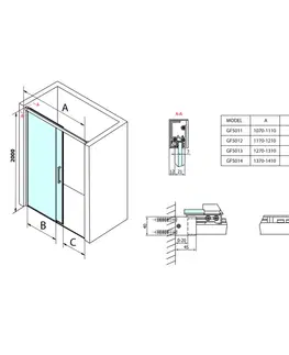 Sprchové kouty SAPHO FONDURA Sprchové dveře do niky 1300, čiré sklo, GF5013 GF5013