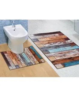 Doplňky do ložnice Bellatex Sada koupelnových predložek Dřevěná podlaha 3D , 60 x 100 cm, 60 x 50 cm 