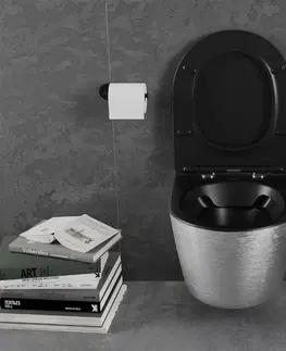 Záchody MEXEN Lena Závěsná WC mísa včetně sedátka s slow-slim, duroplast, černá mat / stríbrný vzor 30224073