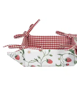 Chlebníky Bavlněný košík na pečivo Wild Strawberries - 35*35*8 cm Clayre & Eef WIS47