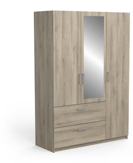 Šatní skříně Kombinovaná skříň GABOR 2 se zrcadlem 3D2S, dub kronberg