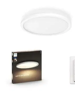 Chytré osvětlení PHILIPS HUE Hue LED White Ambiance Stropní panel Philips Aurelle BT 32164/31/P6 24,5W 2200lm 2200-6500K 230V, bílý kruh 39,5cm s dálkovým ovladačem a Bluetooth