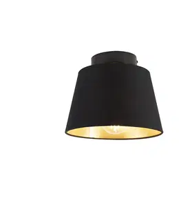 Stropni svitidla Stropní lampa s bavlněným stínidlem černá se zlatem 20 cm - černá Combi