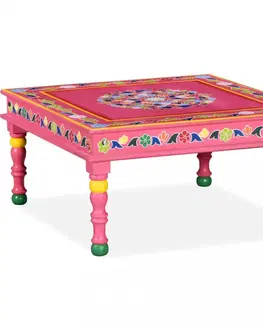 Konferenční stolky Konferenční stolek ručně malovaný Dekorhome Růžová