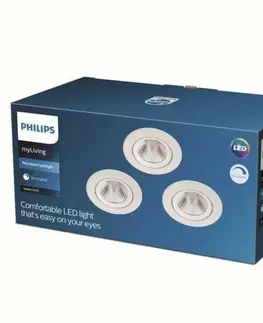 Bodovky do podhledu na 230V LED Zapuštěné bodové svítidlo Philips SPARKLE SL261 set 3ks 8718699755980 3x5,5W 3x350lm 2700K IP20 bílé stmívatelné
