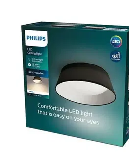LED stropní svítidla LED Stropní přisazené svítidlo Philips DAWN CL258 8718699777395 14W 1100lm 3000K IP20 34cm černé