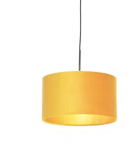 Zavesna svitidla Závěsná lampa s velurovým odstínem okrová se zlatem 35 cm - Combi