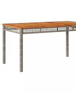 Zahradní stolky Zahradní stůl šedý 140 x 80 x 75 cm polyratan akáciové dřevo