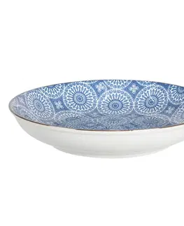 Talíře Hluboký talíř s modrým květinovým ornamentem BlueSnow - Ø 20*4 cm Clayre & Eef 6CEBO0044