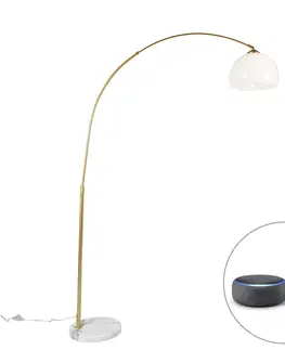 Obloukove lampy Chytrá oblouková lampa z mosazi s bílým stínidlem včetně Wifi A60 - Arc Basic