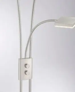 LED stojací lampy LEUCHTEN DIREKT is JUST LIGHT LED osvětlení stropu v barvě oceli s flexibilní čtecí lampou a funkcí stmívání 2700K