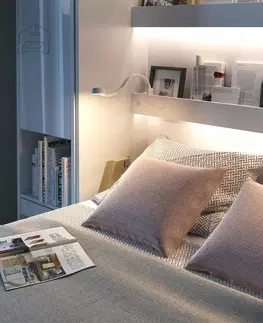 bez úložného prostoru Vysoká sklápěcí postel ve skříni dvoulůžko MONTERASSO, 160x200, šedá