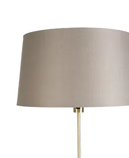 Stojaci lampy Stojací lampa zlatá / mosazná s odstínem lnu taupe 45 cm - Parte