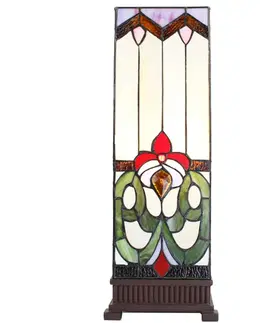 Svítidla Kvádrovitá stolní lampa Tiffany s květem - 18*18*48 cm E14/max 1*40W Clayre & Eef 5LL-6295