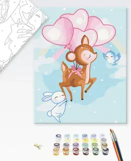 Pro děti Malování podle čísel pro děti srnka s balónky