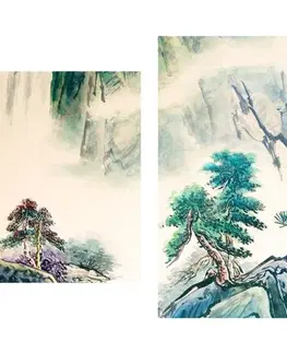 Obrazy imitace olejomalby 5-dílný obraz čínská krajinomalba
