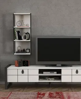 Televizní stolky Televizní stolek LOST bílá antracit