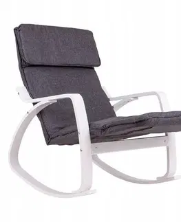 Židle Tmavě šedé houpací křeslo s bílým rámem