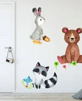 Zvířátka barevná nálepka na zeď s motivem lesních zvířátek