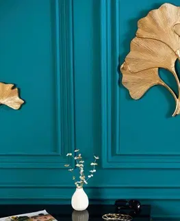 Různé luxusní dekorace a doplňky Estila Designová art deco nástěnná dekorace Ginko z kovu zlaté barvy 60cm
