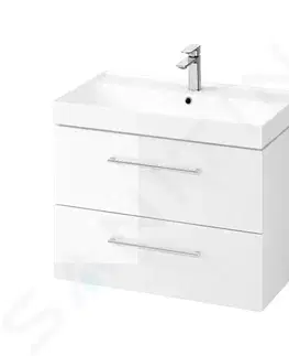 Koupelnový nábytek Kielle Arkas I Skříňka včetně umyvadla 80x57x44 cm, 2 zásuvky, lesklá bílá 50011S80