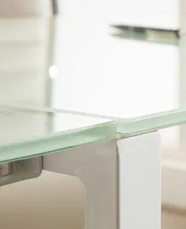 Pracovní stoly Psací stůl sklo Dekorhome Stříbrná / černá