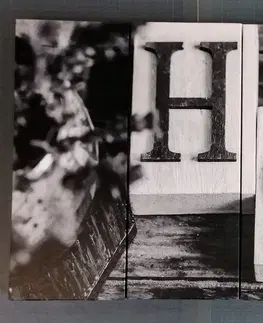Černobílé obrazy 5-dílný obraz písmenka Home v černobílém provedení