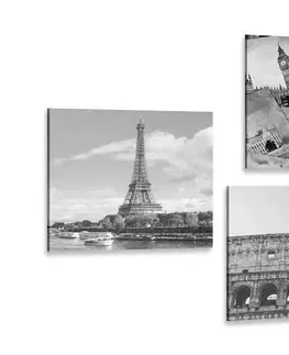 Sestavy obrazů Set obrazů nádech historie v černobílém provedení