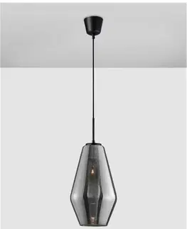 Designová závěsná svítidla NOVA LUCE závěsné svítidlo VEIRO chromové sklo černý kov černý kabel E27 1x12W 230V IP20 bez žárovky 9724101