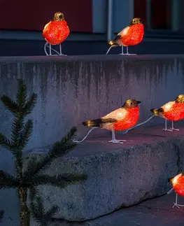 Venkovní vánoční figurky Konstsmide Christmas Robin - LED akrylové svítící figurky 5 kusů
